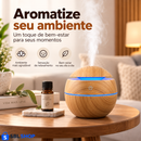 Mini Umidificador de Ambiente 130 mL com LED e Acabamento Amadeirado