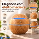 Mini Umidificador de Ambiente 130 mL com LED e Acabamento Amadeirado