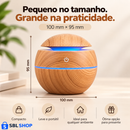 Mini Umidificador de Ambiente 130 mL com LED e Acabamento Amadeirado