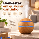 Mini Umidificador de Ambiente 130 mL com LED e Acabamento Amadeirado