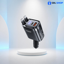 Carregador Veicular Toocki 105W com 2 Cabos USB-C Retráteis