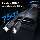 Carregador Veicular Toocki 105W com 2 Cabos USB-C Retráteis