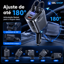 Carregador Veicular Toocki 105W com 2 Cabos USB-C Retráteis