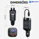 Carregador Veicular Toocki 105W com 2 Cabos USB-C Retráteis